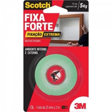 FITA DUPLA FACE FIXA FORTE SCOTCH 3M 24MM X 2M