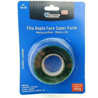 Fita Dupla Face Super Resistente 2mts x 19mm Transparente - Western